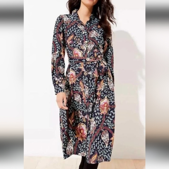 LOFT Dresses & Skirts - LOFT Floral Dress With Tie Waist 4P